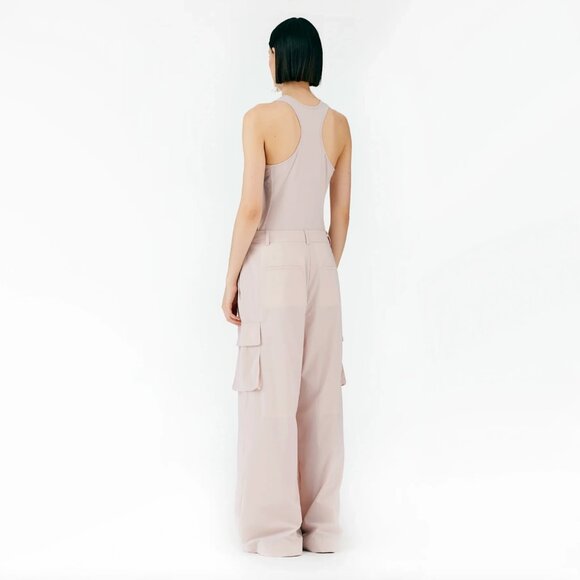 Tibi Powder Nylon Pleated Cargo Stella Pant in "Powder Pink", size 00 - Picture 2 of 11